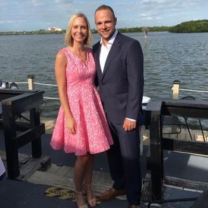 Gorgeous Anthropology dress. Only worn once. Pink and off white. Size 4.